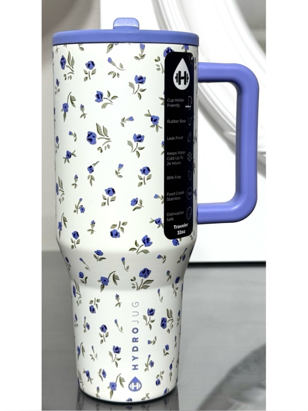 HydroJug 32oz Traveler, INDIGO BLOSSOM